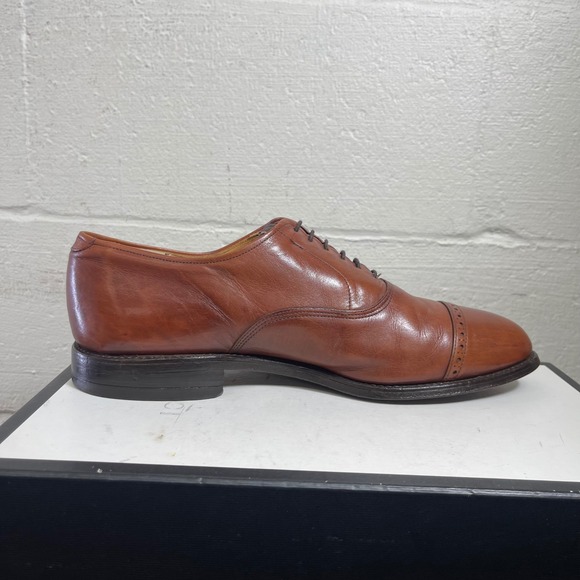 Allen Edmonds Byron 2034 Brown Leather Cap Toe Oxford Dress Shoes Men's 11 D - Picture 2 of 14